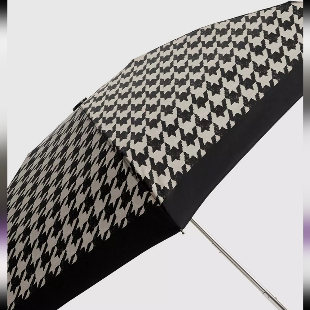 Coach Mini Umbrella In Houndstooth Print  - Picture 2 of 6